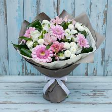 Букет цветов из:  Герберы, Альстромерии и Хризантемы #REPLACE_PRED# Копейске