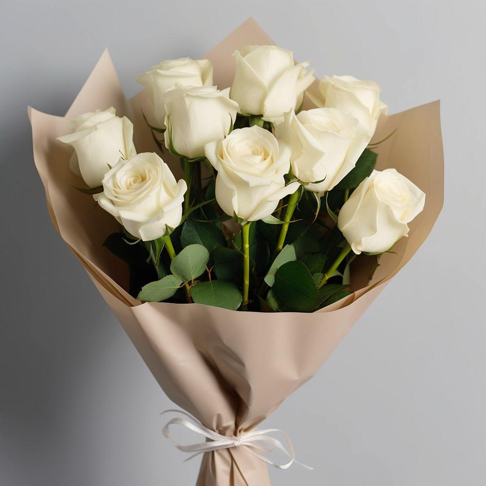 Букет 9 Белых роз Эдлесс Лав в Копейске