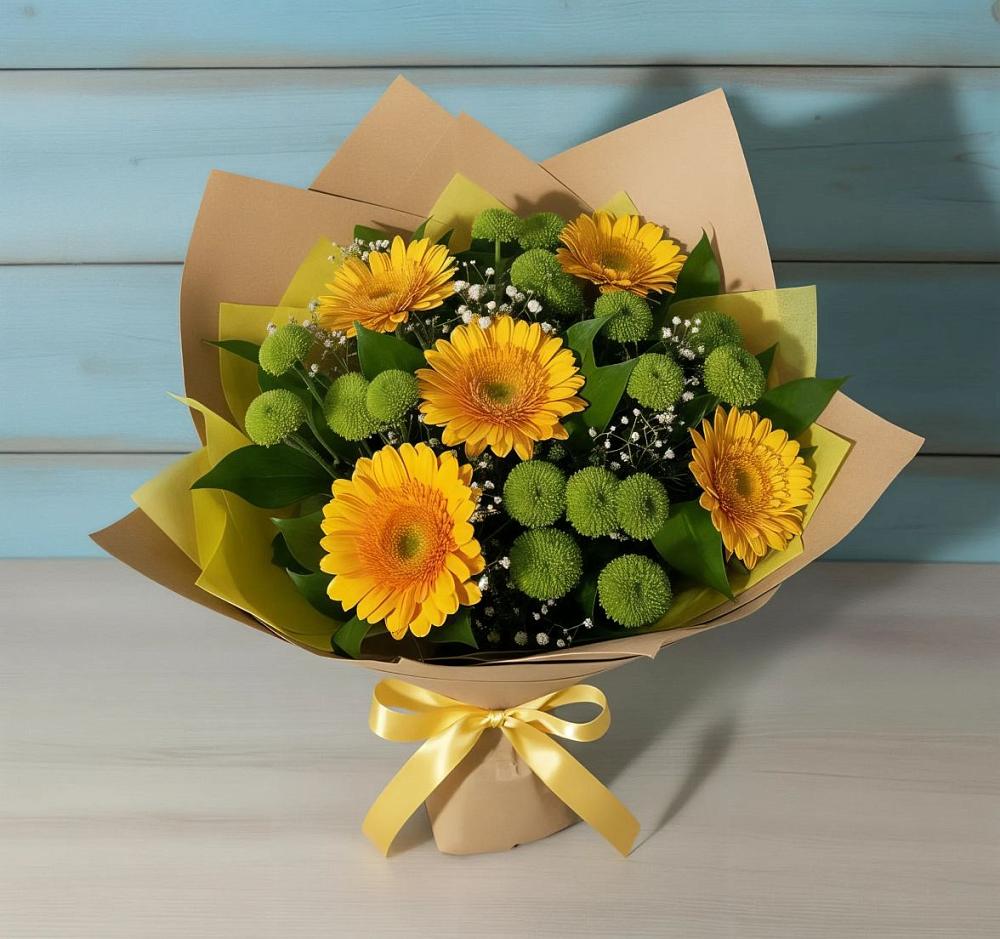 Букет цветов из: Герберы и Хризантемы в Копейске