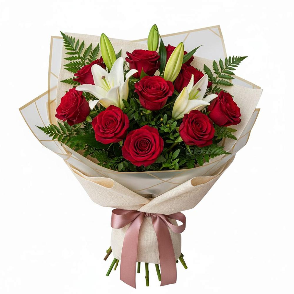 Букет цветов из: Лилии и Розы в Копейске