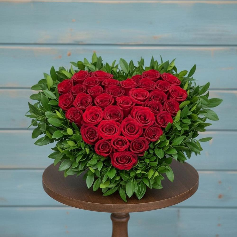 Цветочная композиция из Розы в виде сердца в Копейске