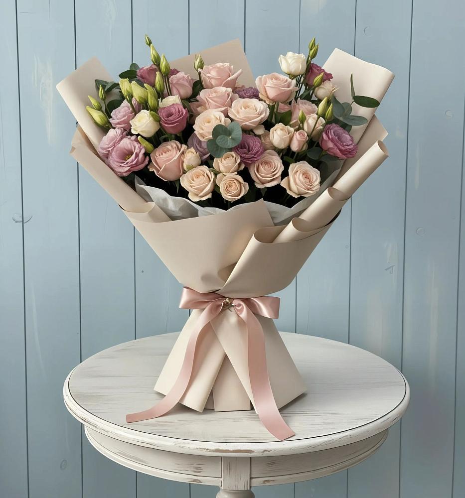 Букет цветов из: Розы и Лизиантусы в Копейске