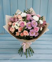 Букет цветов из:  Хризантемы, Розы и Альстромерии #REPLACE_PRED# Копейске