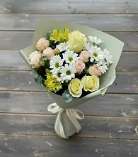 Букет цветов из:  Альстромерии, Розы и Хризантемы #REPLACE_PRED# Копейске